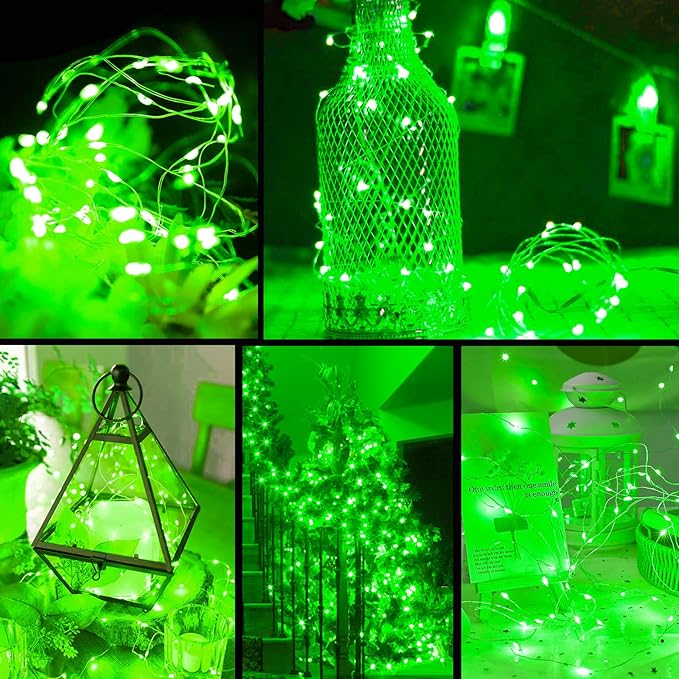 ZGWJ Fairy Lights Battery Operated, 12 Pack Green Twinkle String Lights 20 LED 7FT Mason Jar Lights Waterproof for Bedroom, Easter Decor, Halloween, Christmas, Party Indoor and Outdoor Decoration