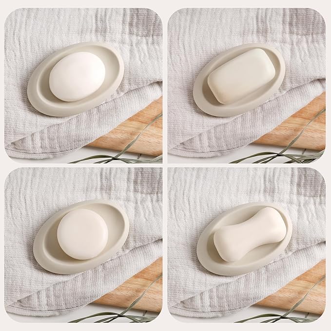 Bathroom Accessory Set 5PCS, Ceramic Bathroom Accessories Set, Irregular Shape Small Bathroom Sets Accessories Complete, Home Apartment Minimalist Decor Vanity Countertop, Beige, ANTIS'S HOME