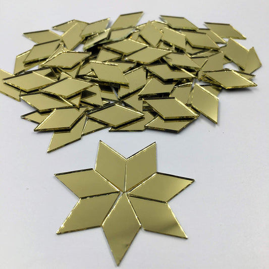 1" x 1/2"" Diamond Shape Mirror Mosaic Tiles Gold Colored Craft Mirror Pieces (Pack of 100)"