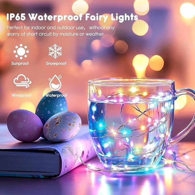 LAMPHOME 20 Pack Easter Lights Battery Operated, Pastel Fairy String Light,Easter Decor 7ft 20 LED Mini Light Firefly for Mason Jars DIY Crafts Wedding Party Centerpiece Table for Spring Bedroom