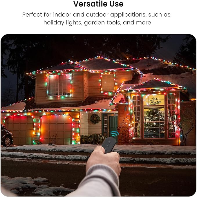 TREATLIFE Outdoor Wireless Remote Control Outlet, 2-in-1 Individual Control Sockets, IP64 Weather-Resistant Electrical Outlet Switch, Heavy Duty 3-Prong Plug, Max Power 1800W, Battery Included