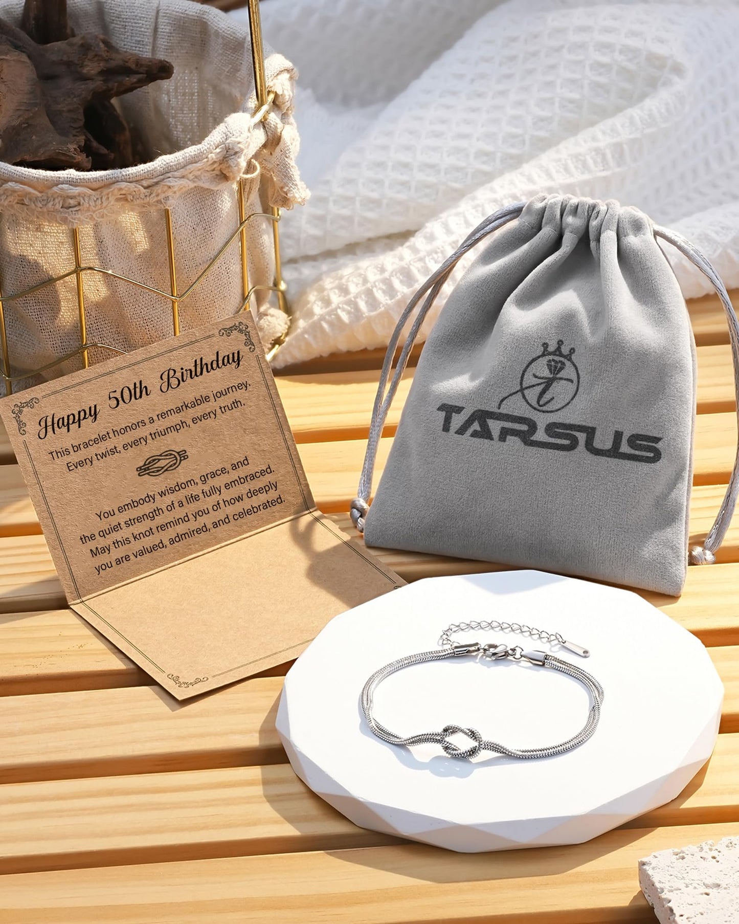 Tarsus 50th Birthday Gifts for Her Love Knot Bracelet Happy 50 Year Old 50th Birthday Decorations Gifts for Women