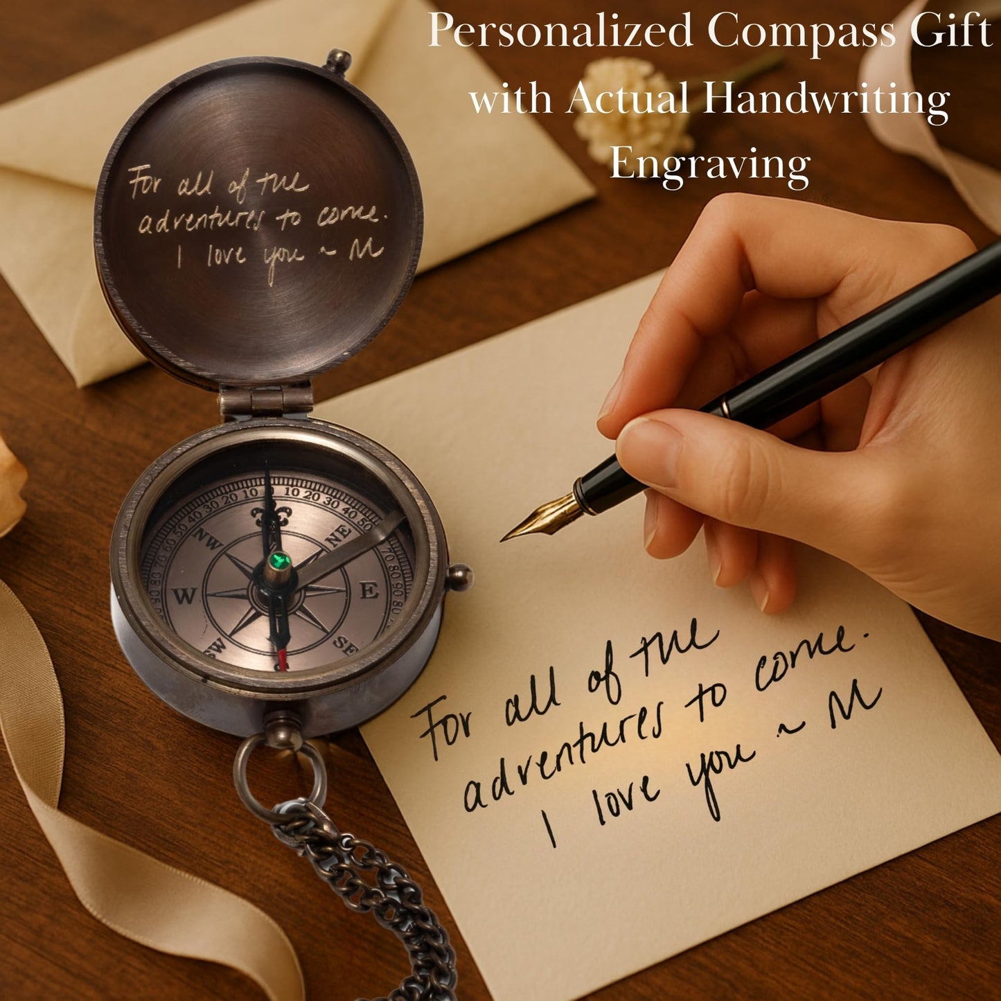 SFdizayn Engraved Compass Gift for Son or Grandson – Personalized Brass Pocket Compass – Custom Keepsake from Dad, Mom, or Grandparents – Graduation, Birthday, Christmas, or Inspirational Gift