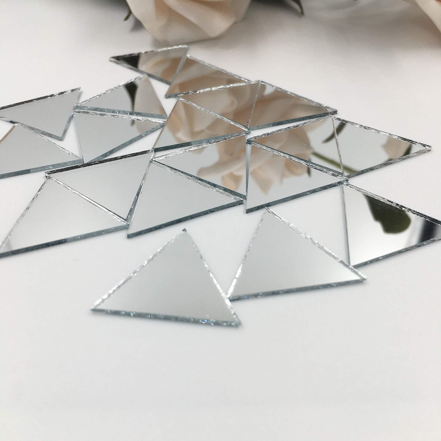 1" Triangle Mirror Mosaic Tiles Triangular Shape Craft Mirrors 150pcs"