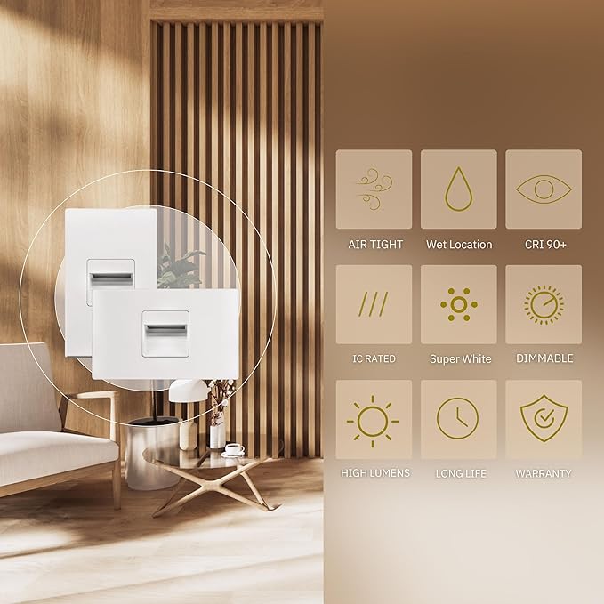 2W LED Universal (Vertical-Horizontal) Step Lights, White Finish, 120V LED Stair Lights Indoor and Outdoor, 125 Lumens, CRI 90+, Wet Location IP-65, IC Rated, ETL Listed, Super White 5000k