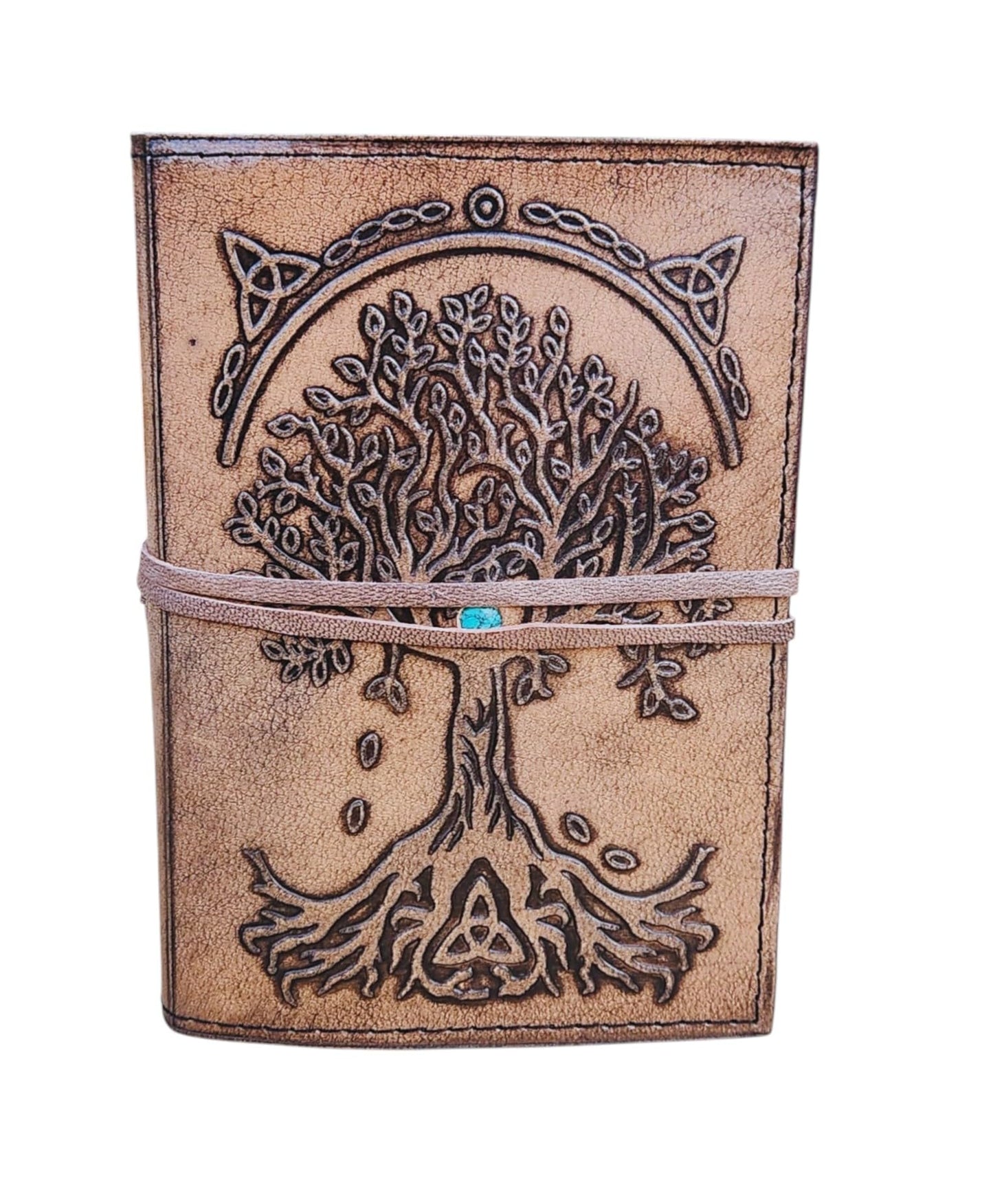 Handmade Leather Journal Tree of Life - Vintage Brown Diary with Lined Pages, Embossed Celtic Notebook, Refillable Sketchbook, Gift for Writers, Artists, Witches, Travelers