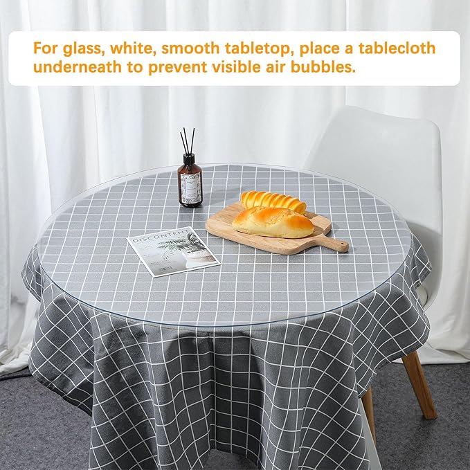 66 Inch Clear Round Table Cover Protector 1.5mm Thick Table Protector for Dining Room Waterproof Plastic PVC Vinyl Tablecloth Cover Circle Tabletop Desk Pad Mat for Furnture Coffee End Bed Side Table