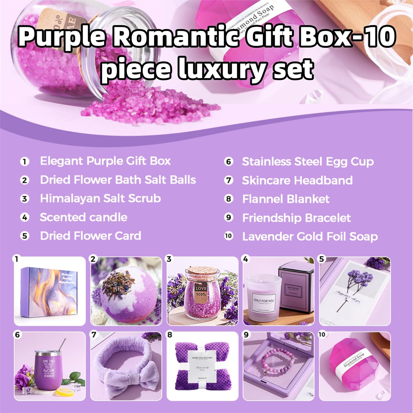 Birthday Gifts for Women, Self Care Gifts Get Well Soon Gifts,Lavender Spa Flannel Blanket Gift Set, Gift For Female Friend, Mom, Wife, Girlfriend, Sister, Teacher's Day Gift Her Birthday Gift