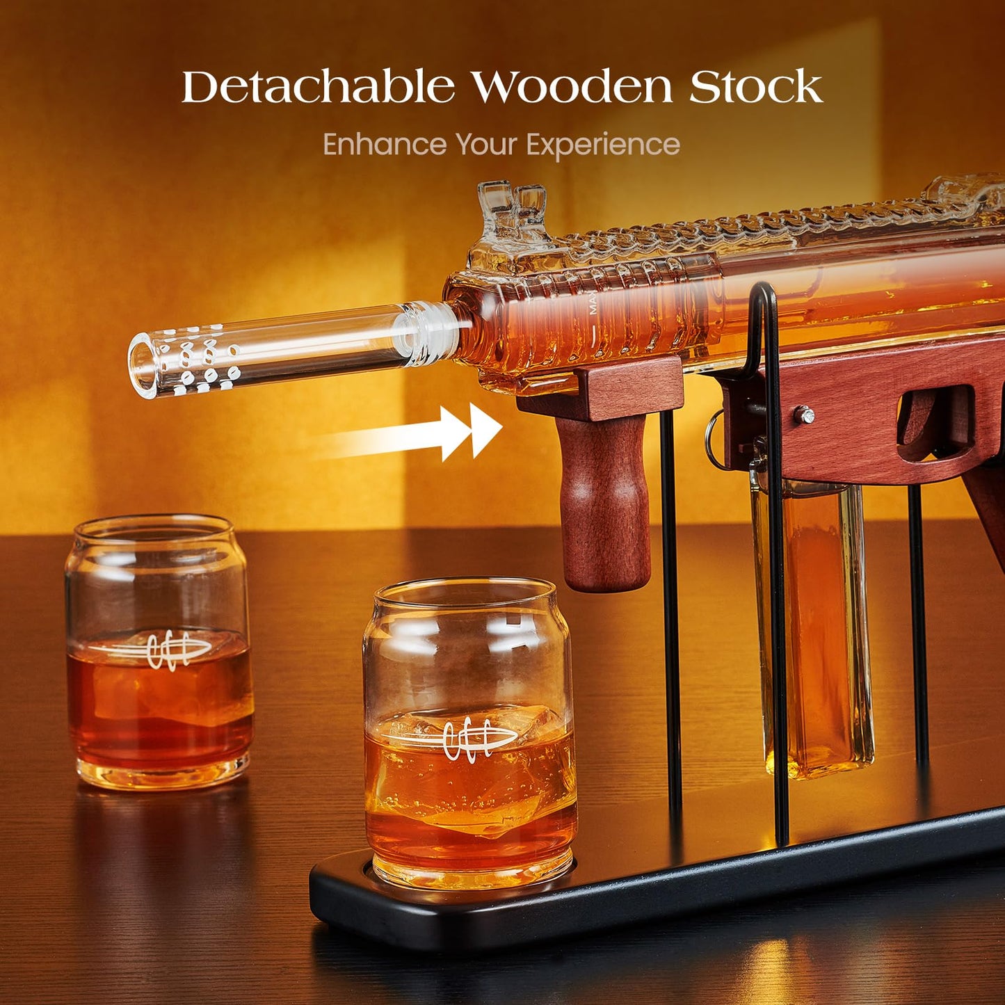 Gifts for Men Dad, Kollea Gun Whiskey Decanter Set-Limited Edition, Liquor Decanter with Bullet Shot Glass, Cool Anniversary Birthday Gifts for Him Husband, Military Present for Home Bar Drinking