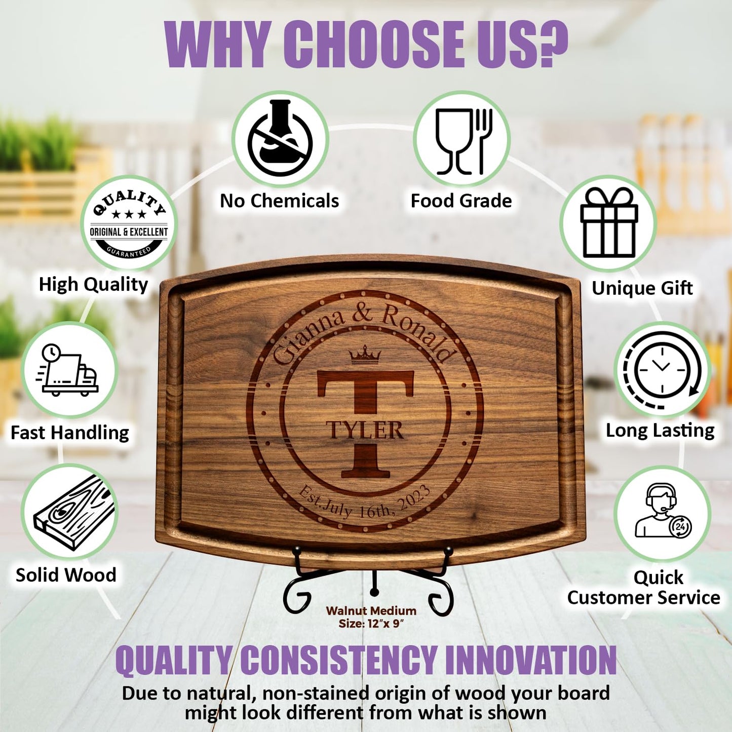 Personalized Cutting Board - Custom Engraved Wood Charcuterie Board - Customized Bridal Shower, Wedding, Engagement, Anniversary and Housewarming Gifts - Best Gift Idea for Couples, Parents, Family