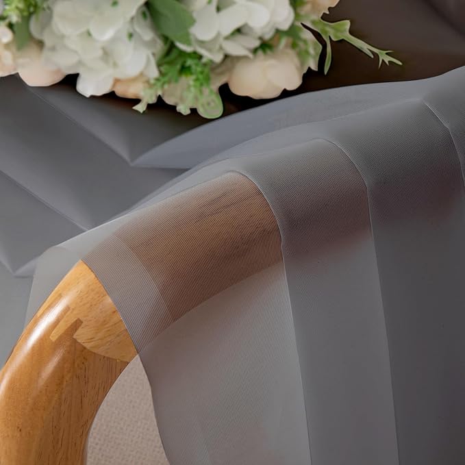 Aiyufeng Sheer Voile Window Treatment Rod Pocket Curtain Panels for Kitchen Bedroom Living Room Drapes Sunlight Filtering Privacy Semi Home Decor Assorted (Grey, 40 W x 96 L)