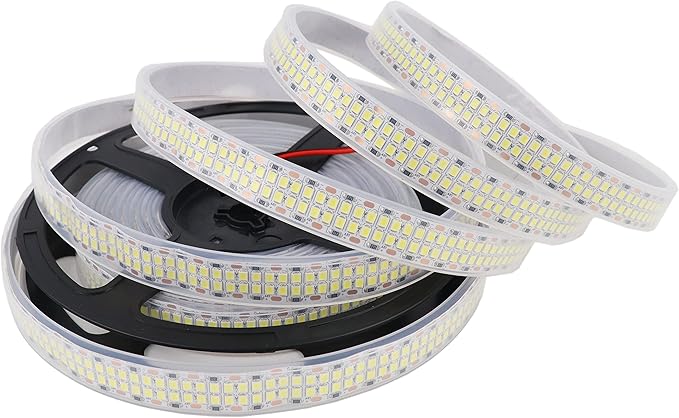 LED Strip Lights Cold White 6500K 16.4ft Double Row 2835 SMD 2400LEDs DC 12V Daylight Bright LED Tape Light Flexible Dimmable Ribbon Lamp 5M Waterproof IP67 Outdoor Lighting Decor
