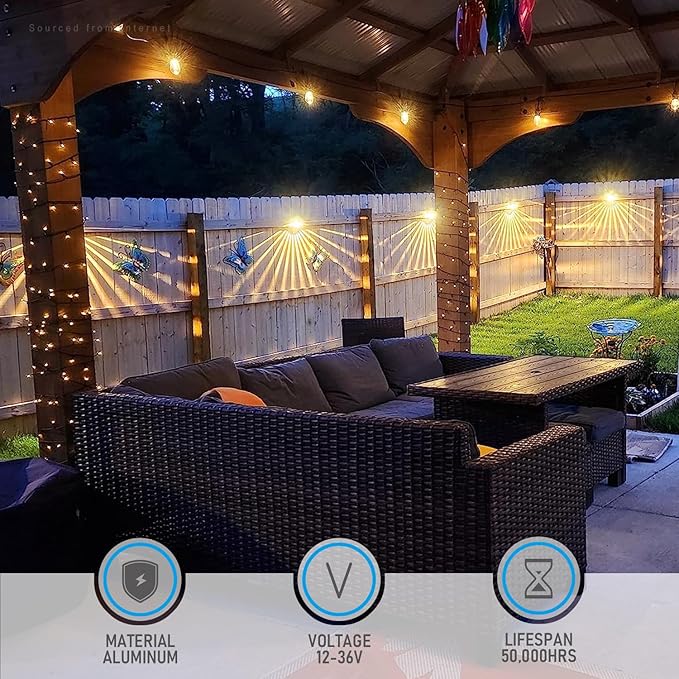 LEONLITE Unique Rays LED Low Voltage Deck Lights Outdoor, 12V Landscape Step Railing Fence Light, Aluminum, 3000K Warm White, IP65, Landscape Deck Light for Backyard, Oil Rubbed Bronze, Pack of 6