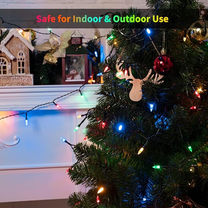 Christmas Lights Battery Operated 4 Pack 8 Feet 20 LED String Lights on Green Wire with 8 Modes Waterproof Tree Lights for Outdoor Indoor Holiday Party Garden Xmas Tree Decorations, Multicolor