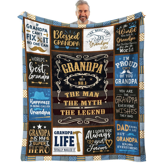 SIKLTY Grandpa Gifts Throw Blanket 60" x 50", Birthday Gifts for Grandpa from Grandchildren Grandkids, Best Gift for Grandfather from Granddaughter Grandson