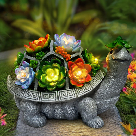 11.3 Inch Large Solar Garden Decor Turtle Statues Lights, Outdoor Figurine Decorations Ornament Lamps for Outside Yard, Lawn, Patio, Porch, Balcony, Unique Birthday Gifts for Mom women Grandma(Gray)
