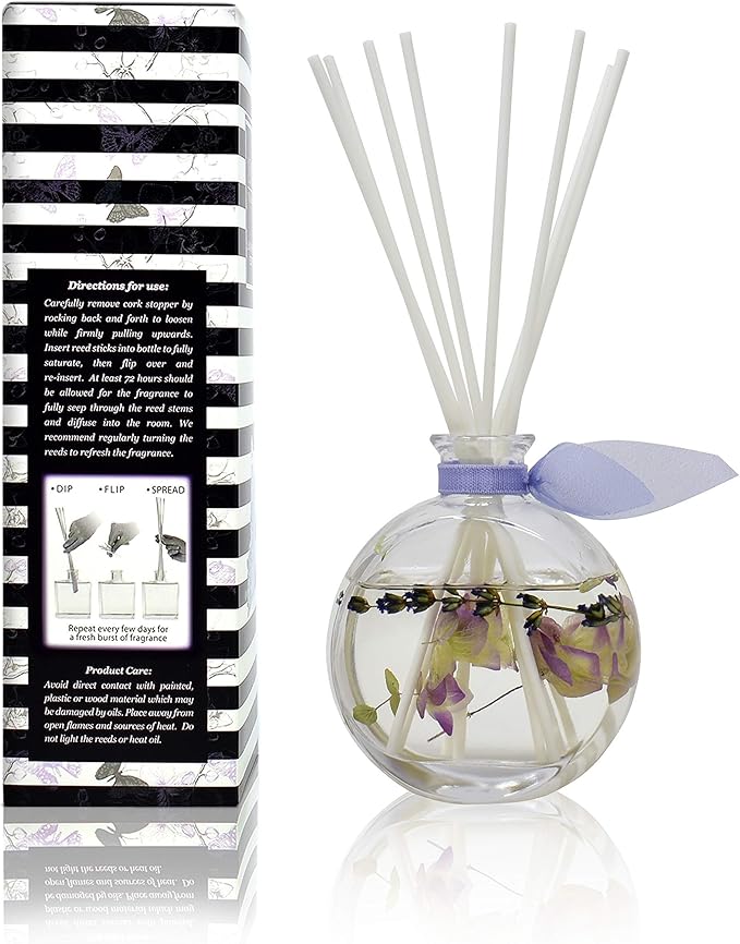 LOVSPA Reed Diffuser Set, Spa Lavender Scented Oil Diffuser with Sticks, Home Fragrance Accessories for Bathroom Shelf Decor, Aroma Diffusers for Home or Office Desk, USA Made