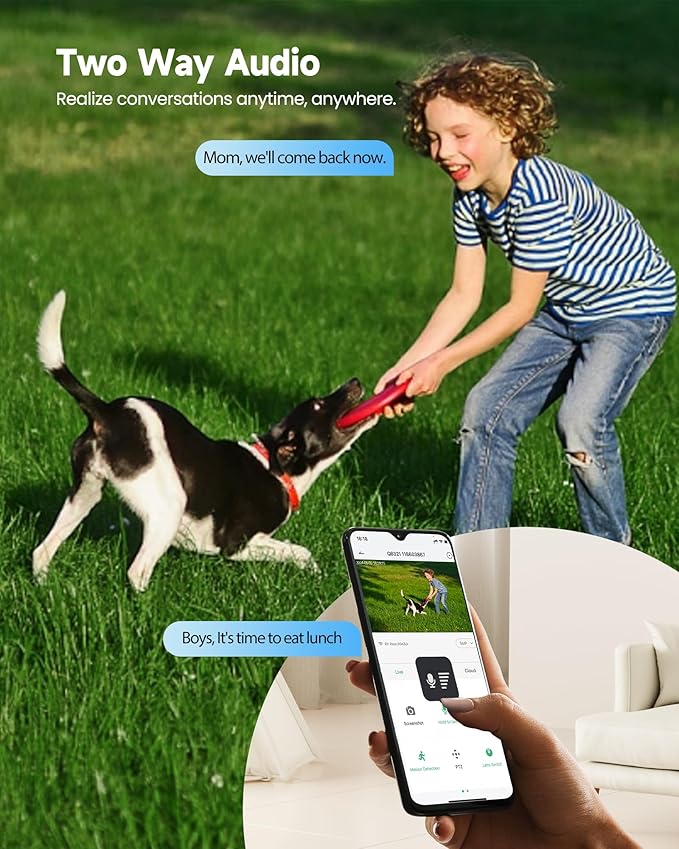 3MP Security Camera Outdoor Wired: Camera for Home Security Outdoor 2.4G/5G WiFi Homekit Dome Surveillance Video Cam Outside 360° PTZ Auto Tracking Color Night Vision 24/7 Recording Motion Detection