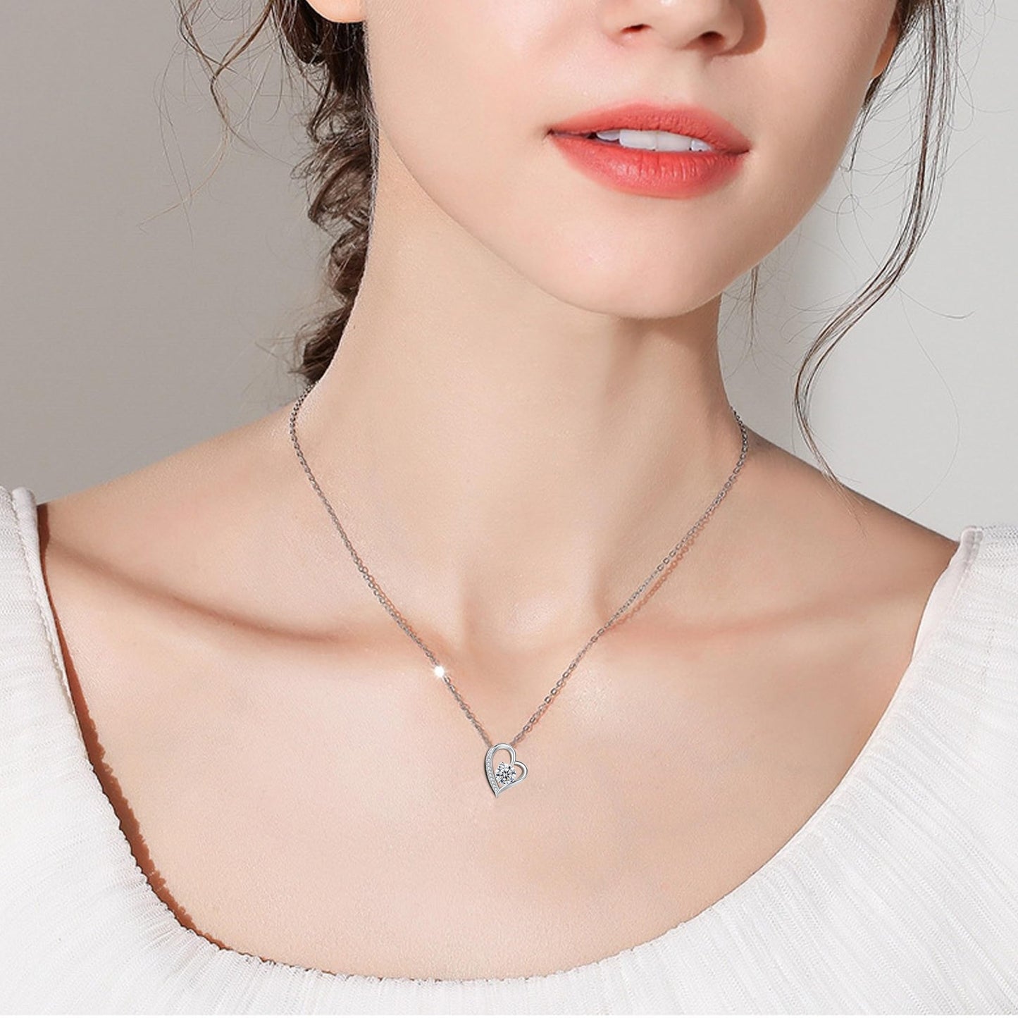 MGOOL To My Future Wife Necklace Wife Necklace From Husband Soulmate Necklace For Women Jewelry Birthday Gifts For Girlfriend Message Card and LED Box (Heart 01-FW PU LED Box, 925 Sterling Silver)