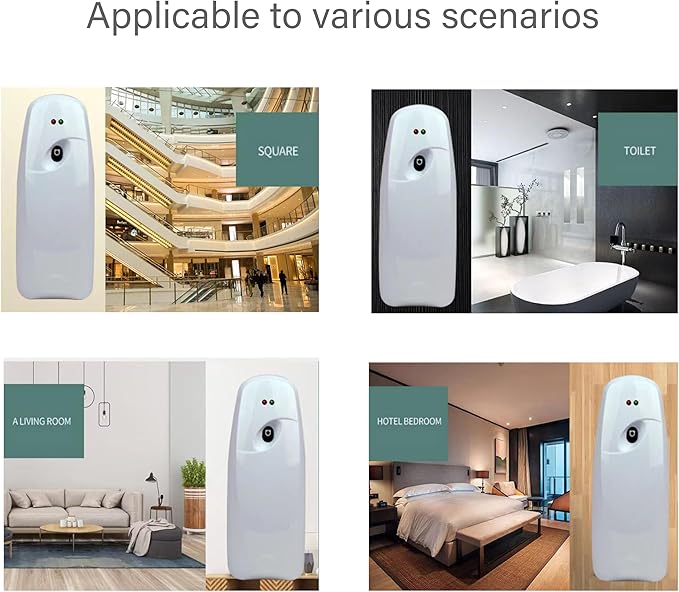 Automatic air freshener dispenser, Wall Mounted or Free Standing automatic adjustable fragrance aerosol spray sprayer white 300mL