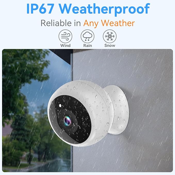 Magnetic Security Camera Wireless - 4Pack AI Motion Detection, 2K HD Video, Battery Powered, Ease of Setup, 2-Way Audio,IR Color Night Vision, Waterproof, Outdoor & Indoor Surveillance