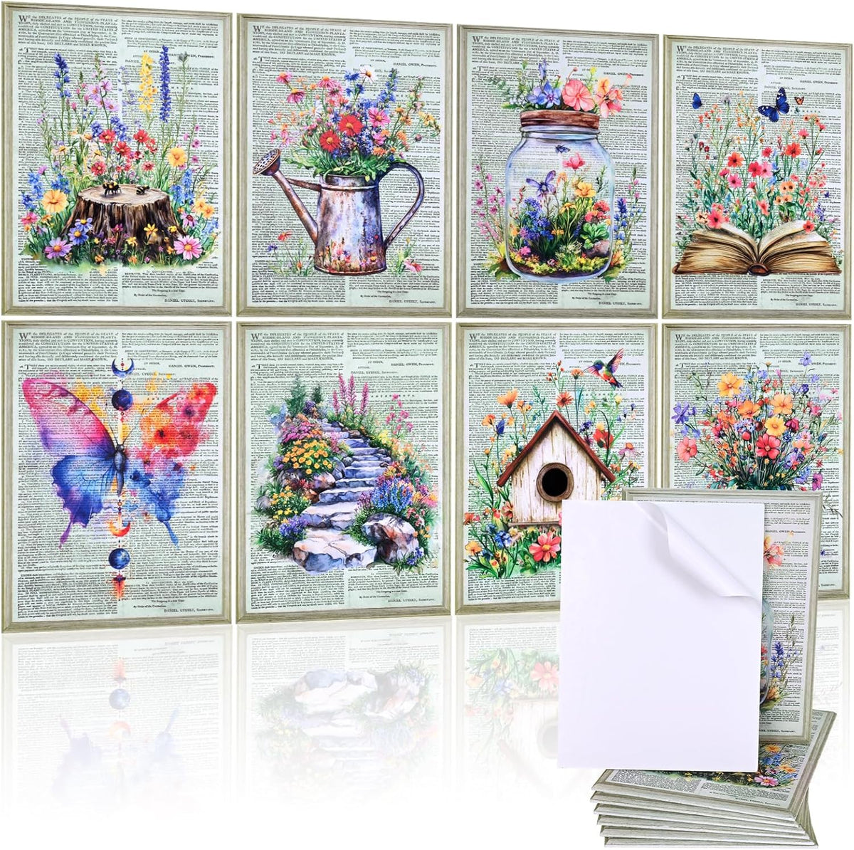 Acoustic Panels, 8 Pack Soundproof Wall Panels, 48"x32"Self-Adhesive Decorative Sound Absorbing Wall Panels, Noise Canceling Soundproof Padding, Acoustic Treatment for Room(Blossom in Ruins)
