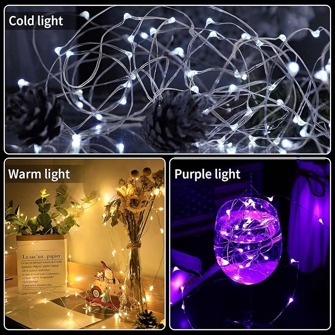 Aogist 24 Pack Fairy Lights 3 Modes 7ft 20 LED Waterproof,Battery Operated Silver Wire Firefly Starry Moon Mini String Lights for Mason Jars Christmas DIY Crafts Wedding Party Bedroom,6-Colors