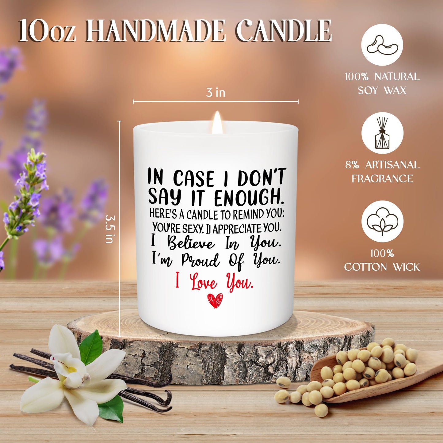TEEZWONDER Gifts for Her Wife Women Girlfriend - Long Lasting Vanilla Lavender Candle 10 oz - Engagement Gifts for Her, Romantic Candles for Anniversary Wedding Gift, Husband Birthday Gift for Him