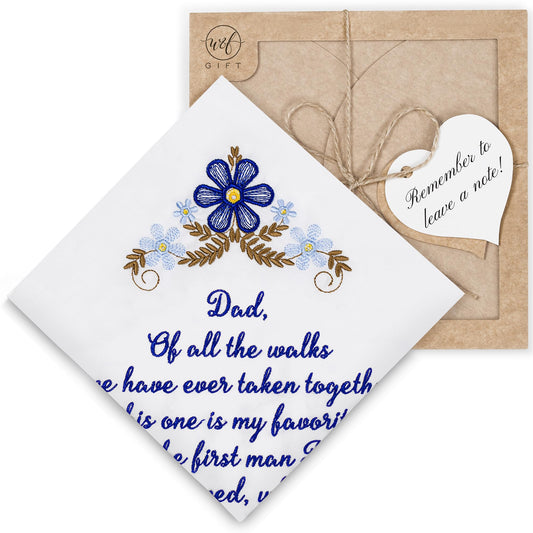 Dad Wedding Embroidered Handkerchief, Father of the Bride Gifts for Daughter on Wedding Day, Something New Something Blue Gift for Bride on Weddings Day Essentials