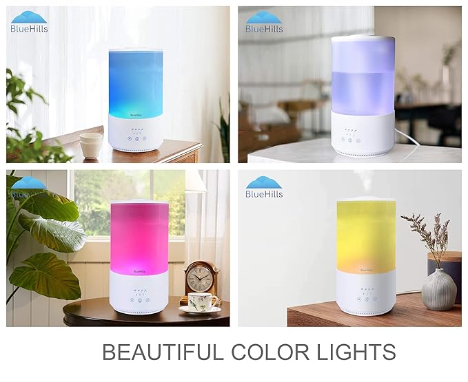 BlueHills Premium Set of Two Large 4000 ML Tall and 2300 ML XL Essential Oil Diffusers Humidifier Combo for Large Room Home with Décor LED Lights Great Gift – Value Pack of White