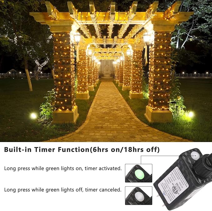 Brizled Outdoor Christmas Lights, 78.74ft 240 LED Christmas Lights, Plug in Christmas Tree Lights Connectable, 8 Modes Mini Led String Lights Waterproof for Indoor Outside Xmas Decorations Warm White