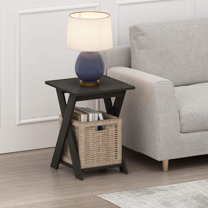 FURINNO Modern Simplistic End Table, 1-Pack Without Tray, Espresso