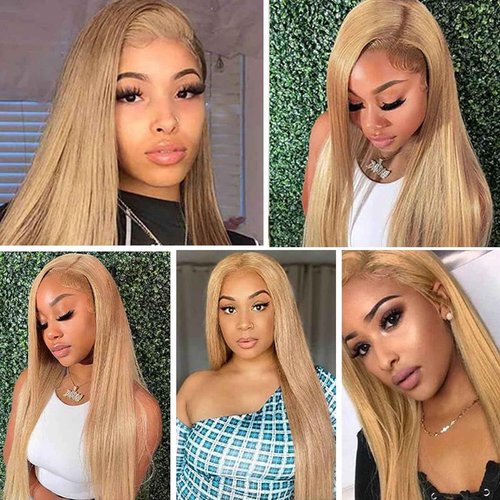 Fabimiya 20 22 24 Inch Human Hair Bundles Honey Blonde 27# Straight Bundles Human Hair 100% Unprocessed Soft Sewn In Hair with Double Weft for Black Women