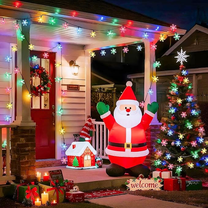 JMEXSUSS Solar Snowflake Lights Outdoor Waterproof, 30.6FT 50 LED Solar String Lights, 8 Modes Christmas Light for Outside Garden Patio Yard Decorations