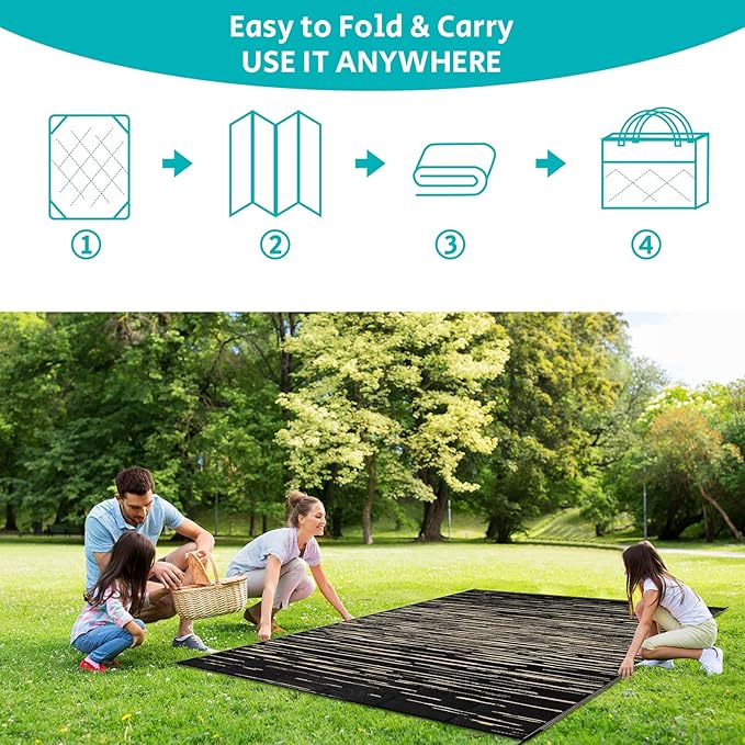 HEBE Outdoor Rug 8'x10' Waterproof for Patios Clearance, Reversible Plastic Straw Rug Camping Carpet, Indoor Outdoor Area Rugs Patio Mats for RV,Picnic,Backyard,Deck,Balcony,Porch