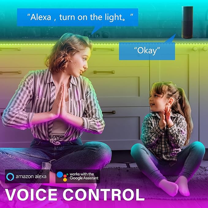 GUPUP WiFi Led Lights 50 ft, Smart App Controlled Led Strip Lights, Compatible with Alexa and Google Assistant Devices, Voice Control,Music Sync,Color Changing Tape Lighting