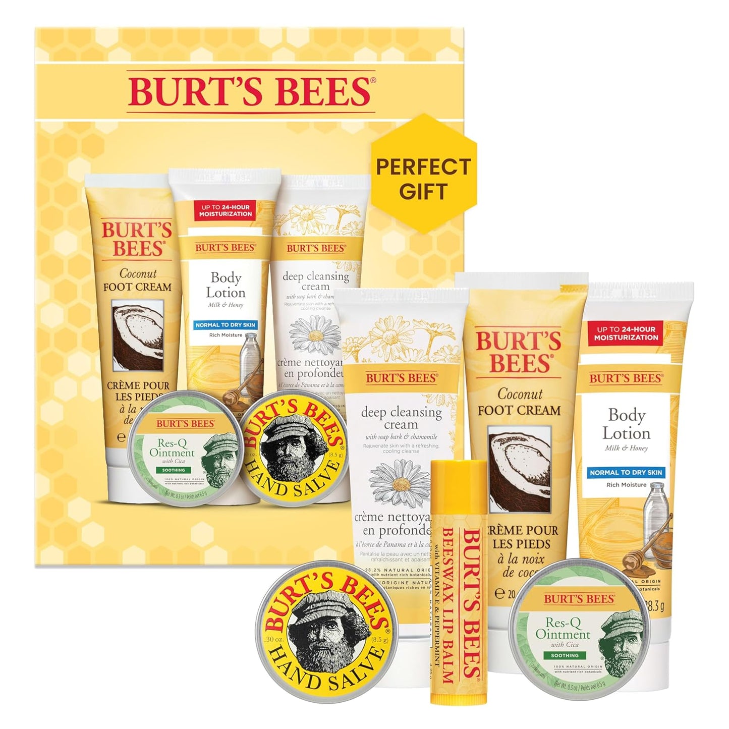 Burt's Bees Back to School Gifts Ideas, 6 College Dorm Products, Timeless Minis Set â Beeswax Lip Balm, Coconut Foot Cream, Milk & Honey Body Lotion, Deep Cleansing Cream, Res-Q Ointment & Hand Salve