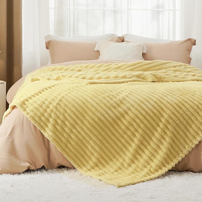 Bedsure Yellow Queen Blanket for Couch - GentleSoft Cozy Soft Blankets for Women, Cute Small Fleece Throws for Girls, Birthday Gifts for Women, Mothers Day Decor Gifts for Mom, 90x90 Inches