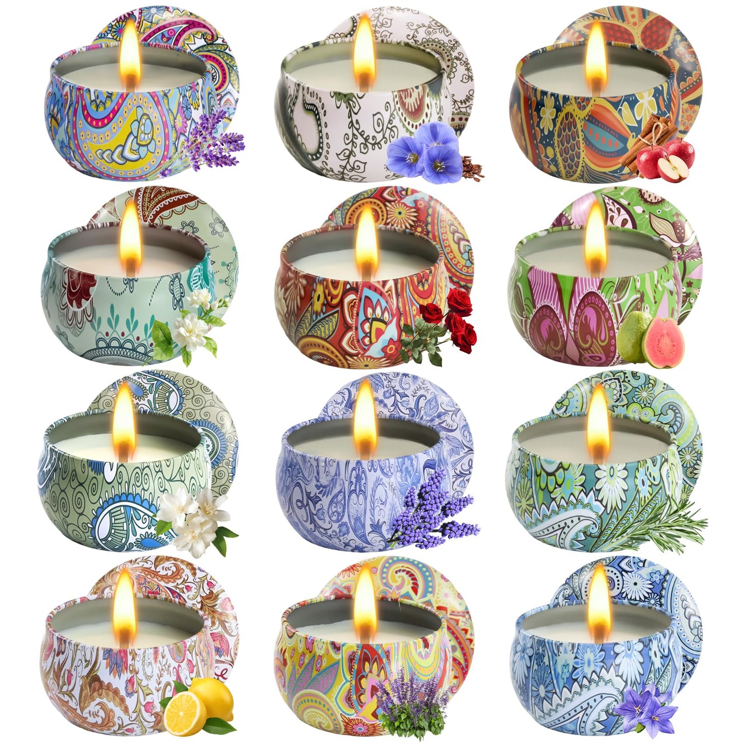 Scented Candles Gifts for Women, 12 Pack Natural Soy Candles for Home Scented, Aromatherapy Candle Set Gift for Women, Men, Friends Birthday, Mother's Day, Christmas