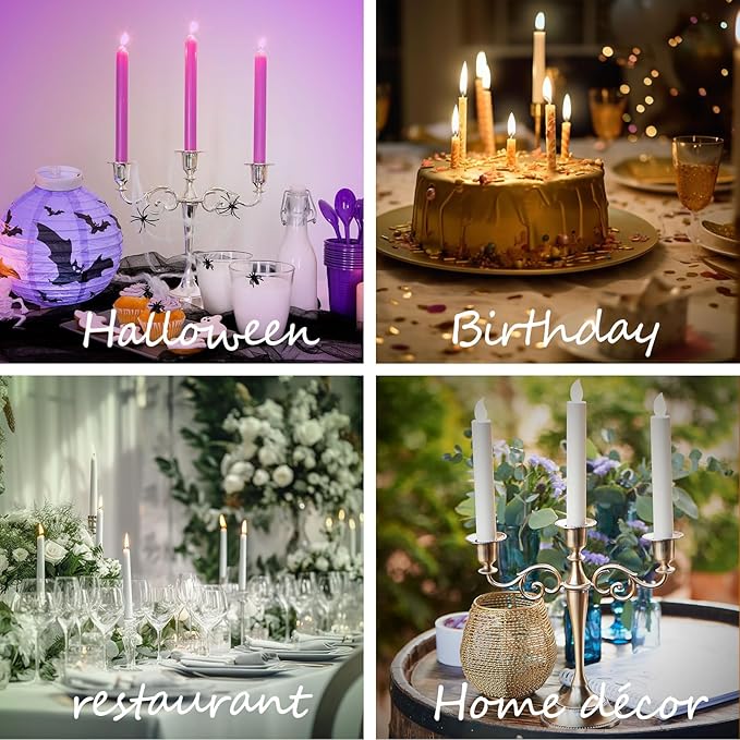 Metal Candle Holder，5 Arms Pure Black Candle Holders for Pillar Candles（10.6 inch Tall Candlestick Holders, for 1/2-1 inch Taper Candles Diameter Each）,Candelabra Decoration