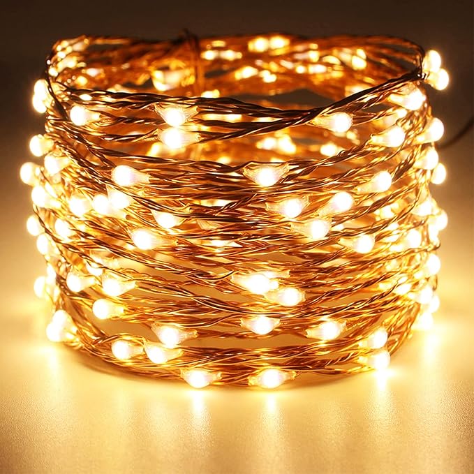 RUICHEN 20 Ft 120 LED USB Fairy String Lights with On/Off Switch, Waterproof Copper Wire Lights for Bedroom Wall Ceiling Wreath Crafts Christmas Wedding Party, Warm White