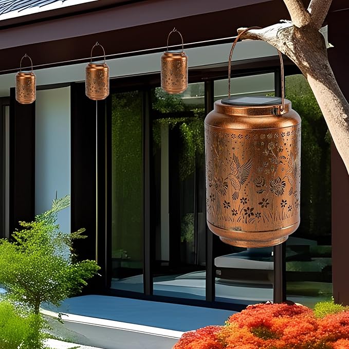 Solar Outdoor Waterproof Hummingbird Garden Decorative Lights, Outdoor Hanging Solar Lanterns, Gifts for Ladies Mom Grandma, for Patio, Deck, Backyard, Porch