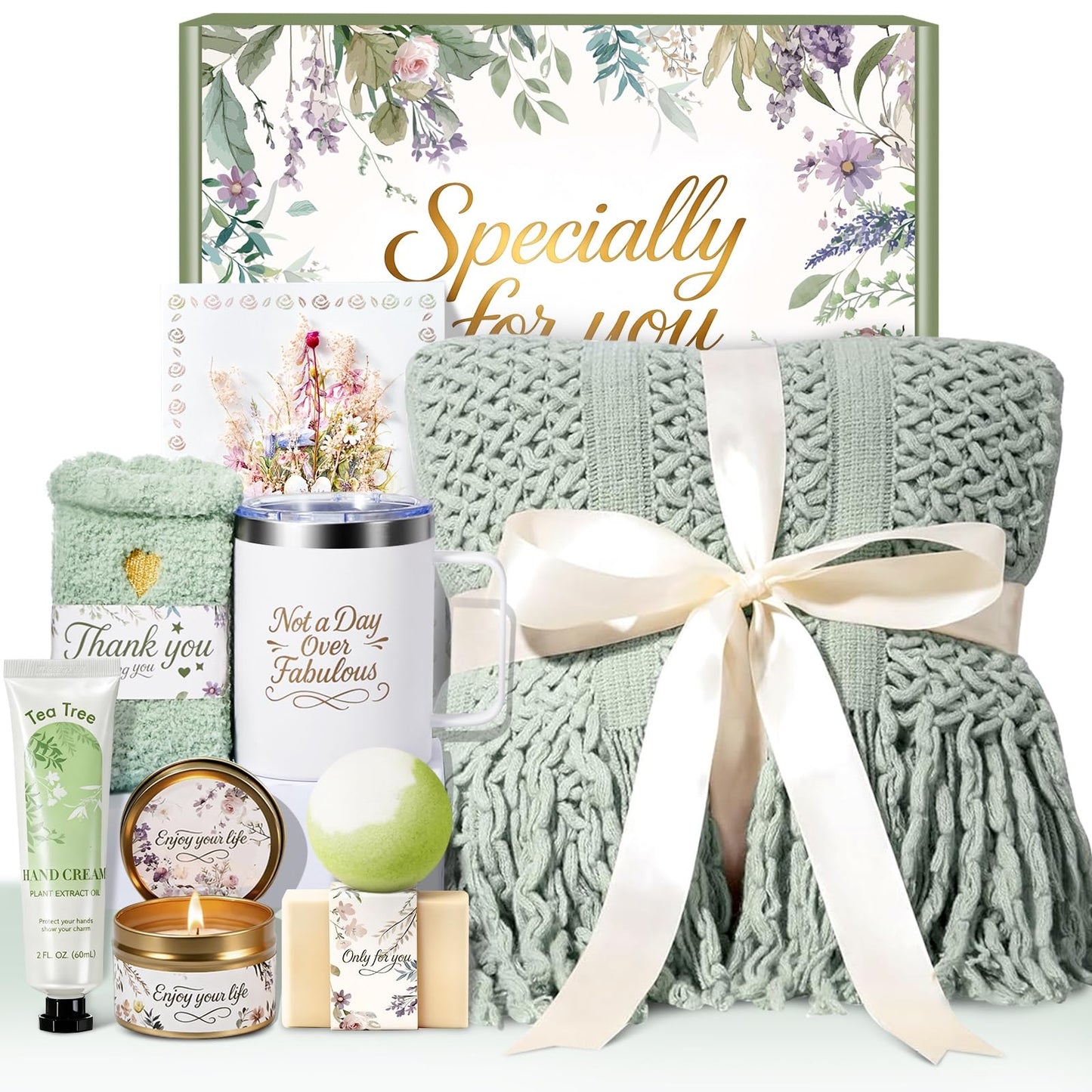 Mothers Day Gifts Basket for Mom Wife Grandma, Birthday Gifts for Women Spa Care Package, Get Well Soon Thinking of You Sympathy Gift Box for Her Girlfriend Sister, Teacher Appreciation Gifts