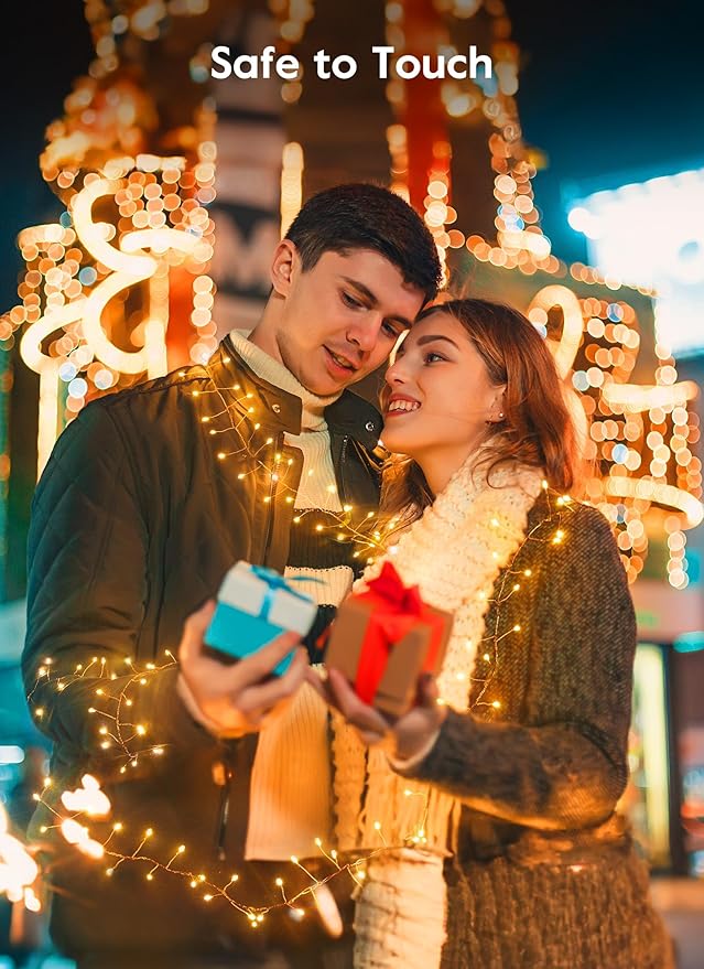 Fairy Lights Plug in, 16.4Ft 200 LED USB Firecracker Twinkle Lights with Remote and Timer, Silver Wire Cluster String Light for Bedroom Indoor Wreath Party Wedding Christmas Decoration, Warm White
