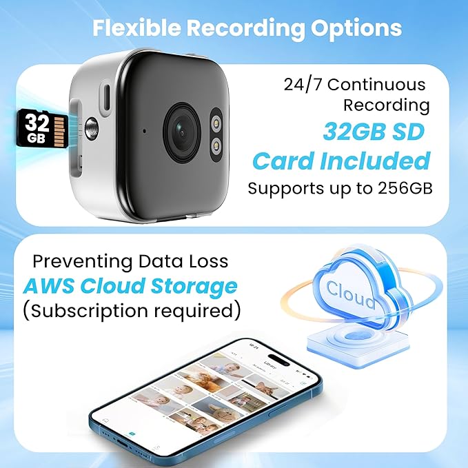 【2 Pack】 Window Cameras with 32GB SD Cards, 2K 3MP Indoor Cameras for Home Security, AI Starlight Color Night Vision, Easy Install & Use, 24/7 Recording, Support 5GHz & 2.4GHz WiFi