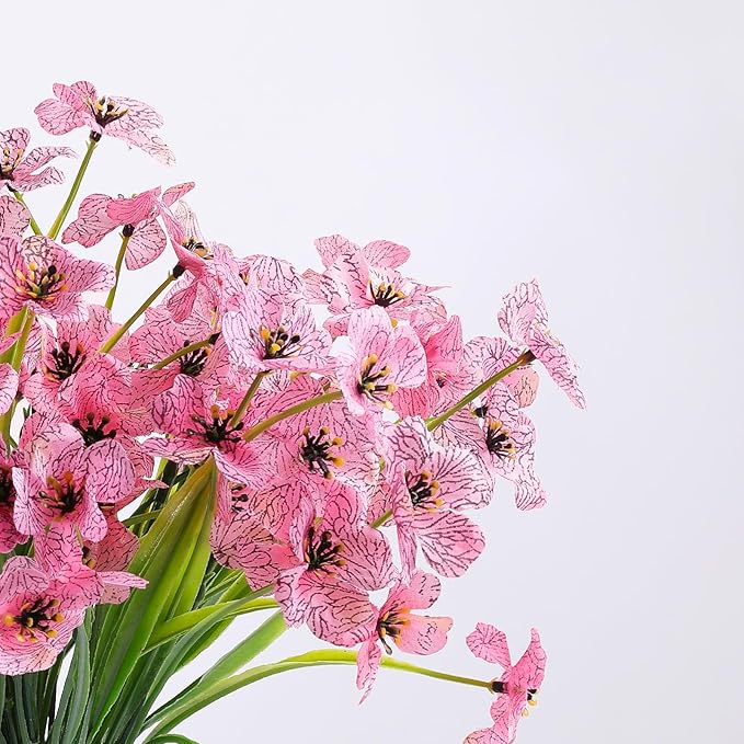 AGIRL 24 Bundles Artificial Flowers for Outdoor,No Fade Fake Plastic Flowers Faux Plants for Decoration Hanging Planters Indoor Outside Garden Porch Window Box Home Wedding Farmhouse