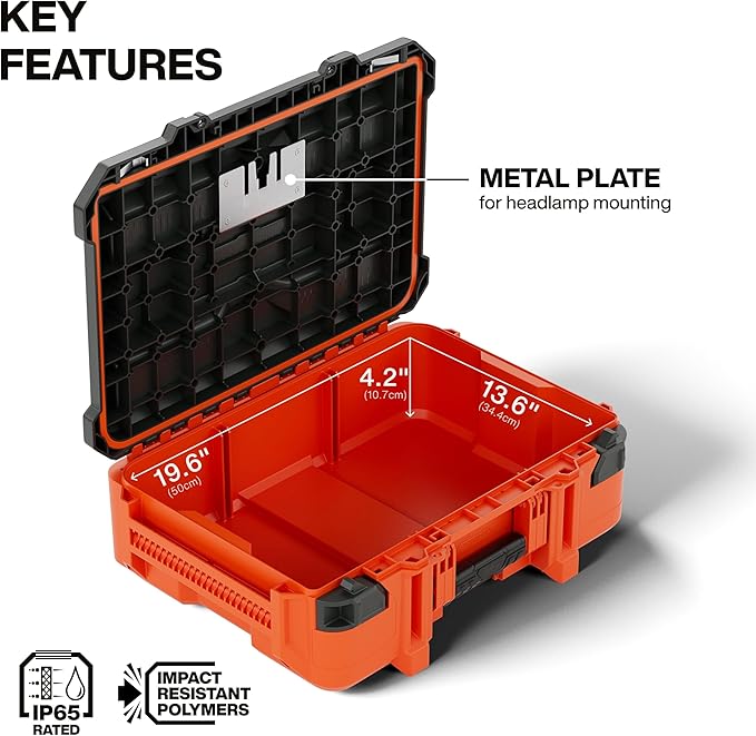 Klein Tools 54300MBX MODbox Small Tool Box, Heavy Duty Organizer with Removable Tray, Water and Debris Resistant, Stackable Module