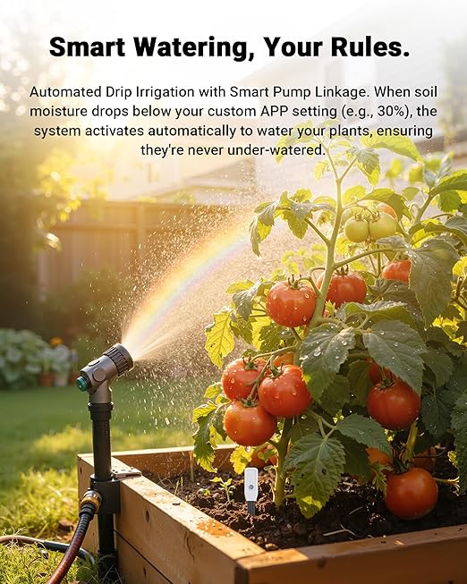 Smart WiFi Soil Moisture Meter for Plants, 2-in-1 Sensor with App Alerts | Monitor Moisture & Temperature Remotely, Real-Time Data for Indoor/Outdoor Gardening, Houseplants Care
