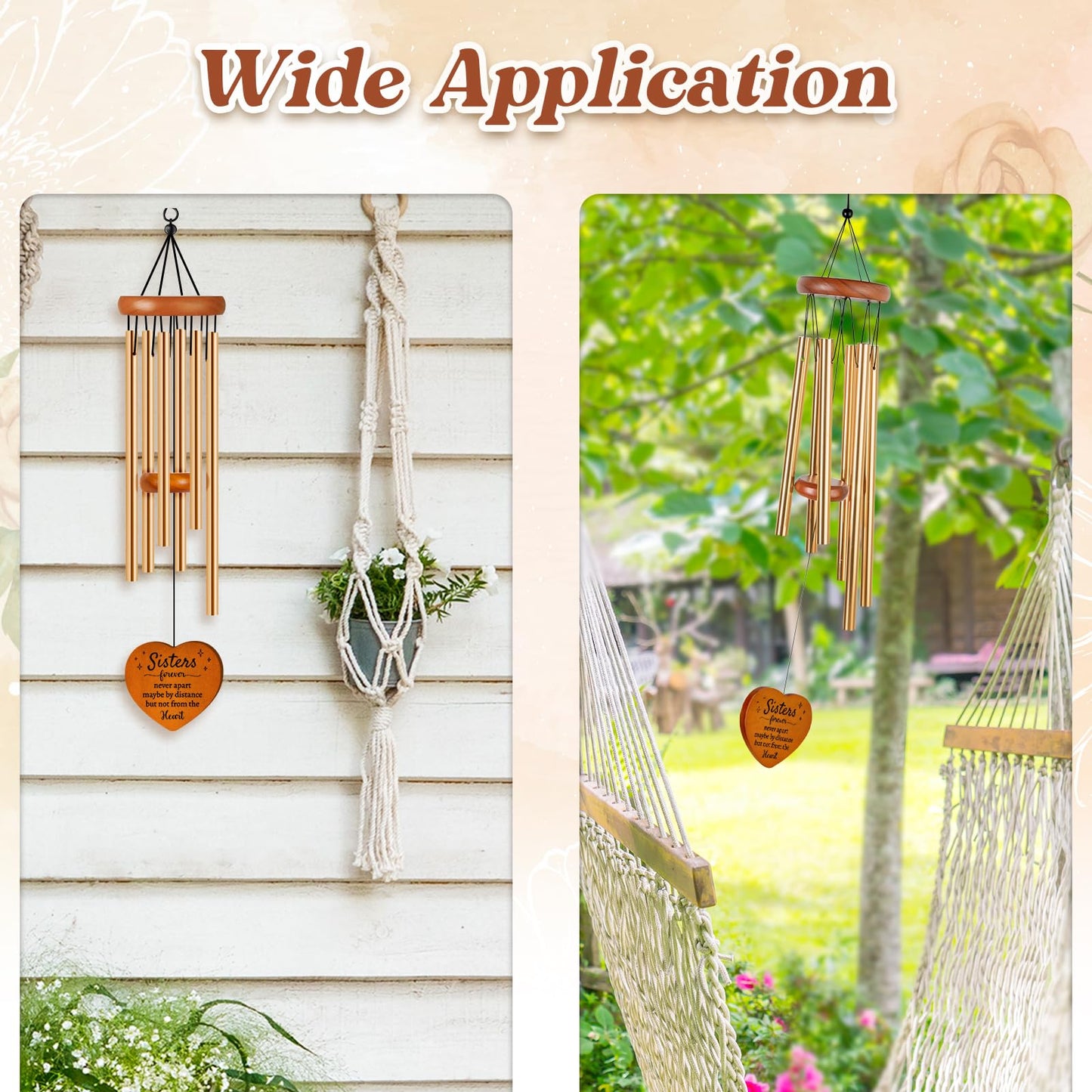 Sisters Gifts from Sister, Sister Birthday Gifts Wind Chime, Bestie Gift for Women, Unique Sisters Gift for Birthday, Christmas, Mothers Day, Wedding, Graduation, Garden Decoration