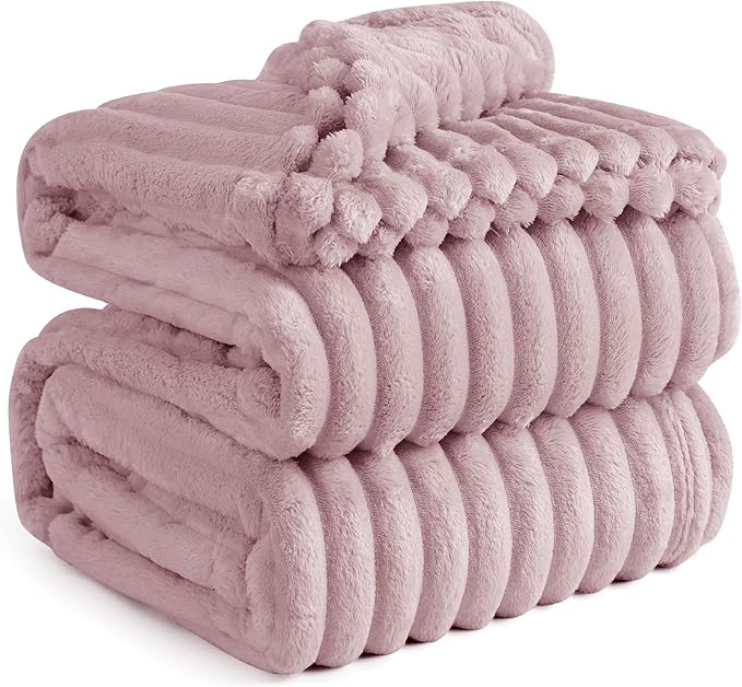 Bedsure GentleSoft Pink Fleece Blanket for Couch - Cozy Soft Blankets for Women, Cute Small Throws for Girls, 108x90 Inches